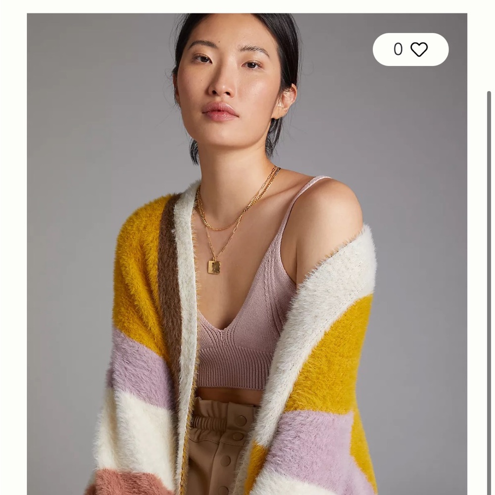 a new day Mustard, Lavender, and Cream Striped Sweater